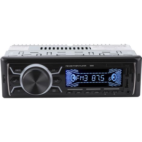 Autoradio FM 12 V pour voiture avec lecteur audio Bluetooth, télécommande et éclairage coloré, compatible MP3/WMA/USB (1/5)