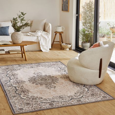 Tapis intérieur motif baroque rose. rouge et bleu - Melgy 120 x 160 cm (1/4)