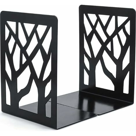 1 Paire Serre Livres, Serre-Livres en Metal, Serre-Livres Décoratifs Antidérapants, Serre-Livres CD, Cale Livre en Métal, Support de Serre-Livres, pour Écoles, Bureau, Maison (Noir)