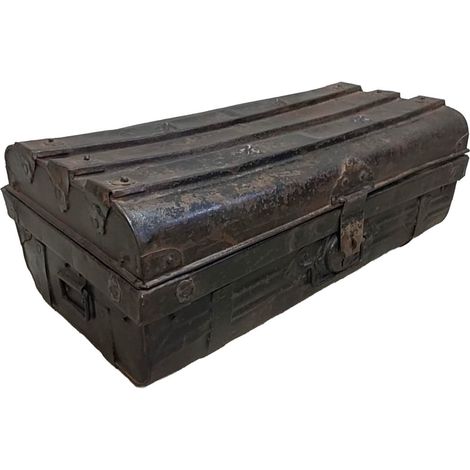 Maleta de metal acabado artesanal marrón 67x37x25h cm
