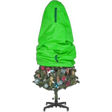 Sac De Rangement Pour Arbre De Noël Debout - Couverture Protectrice Antipoussière Pour Arbre Artificiel Jusqu'à 90 Cm - Avec Cordon De Fermeture - Vert (1/5)