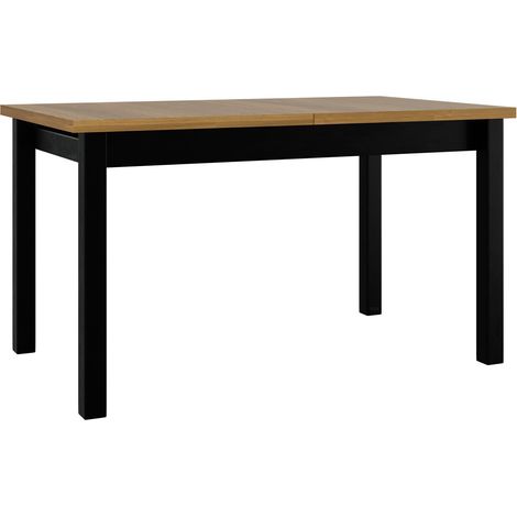 Mesa Victorville 359, Roble nieto + Negro, 76x80x140cm, Alargamiento, Aglomerado laminado, Madera