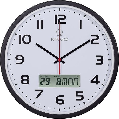 [NEUWERTIG] B-Ware Renkforce Funkuhr Wanduhr Uhr Funk Funk-Uhr Küchenuhr 32x4.5 cm Analog Digital (1/2)