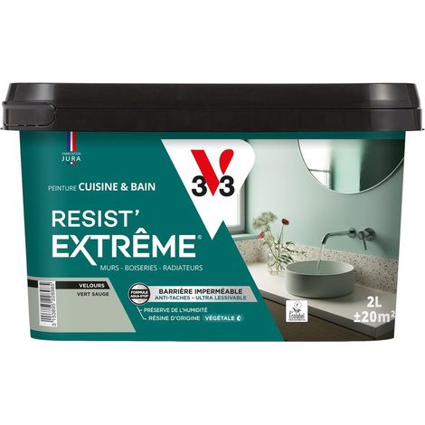 Peinture multi-supports Cuisine & Bain Resist'Extrême® V33 Vert sauge satin 2L (1/3)