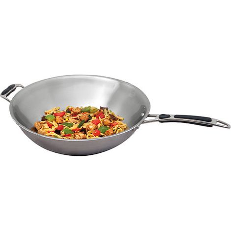 Poêle Wok Ø 360 mm pour Wok à Induction en Acier Inox - Mastro