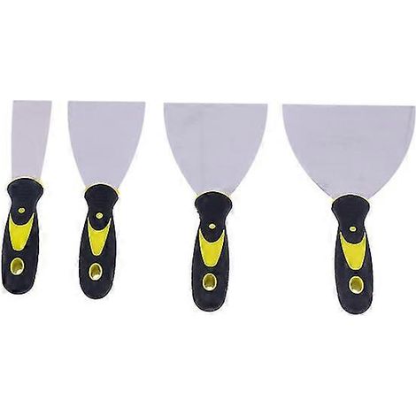 Ensemble de 4 couteaux à jointoyer en acier inoxydable avec grattoir à mastic, lame flexible en acier et manche ergonomique antidérapant. 1,5 pouce, 3 pouces, 4 pouces, 6 pouces. (1/3)