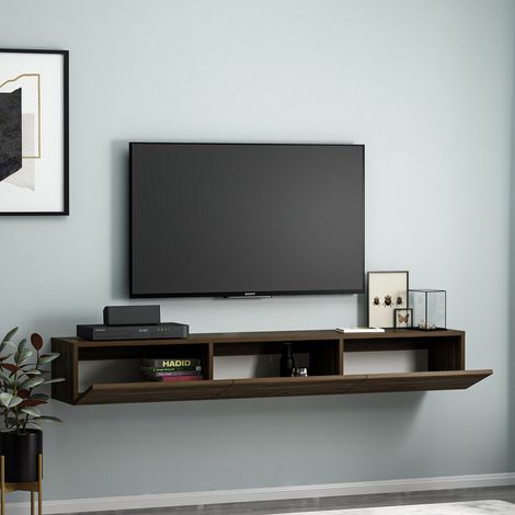 Mobile Porta tv Lariano, 3 Vani, 3 Ante, Apertura a Ribalta, 180x31x26h cm Marrone Noce (1/5)
