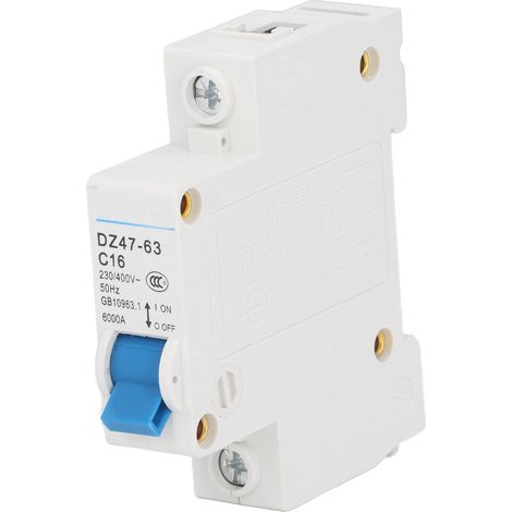 Leitungsschutzschalter 1P 16A 6000A, Kurzschlussschutz, DIN-Schienenmontage, PA66, 230V/400V, hohes Schaltvermögen (1/5)