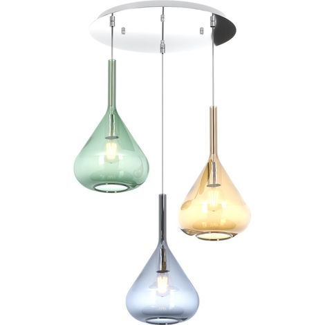 Sospensione Contemp Tonda Kona Metallo Cromo Vetro Multicolor 3 Luci E27 (1/3)