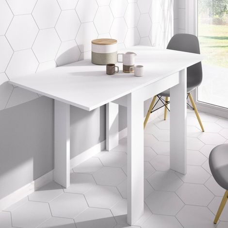 Table Extensible Comer, Console Extensible Multi-Positions, Table Console auxiliaire Pliante, 67/134x67h79 cm, Blanc (1/5)