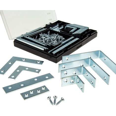 MASTERPROOF PROFESSIONAL Winkelverbinder & Flachverbinder Sortiment 180-teilig, mit Schrauben (1/3)
