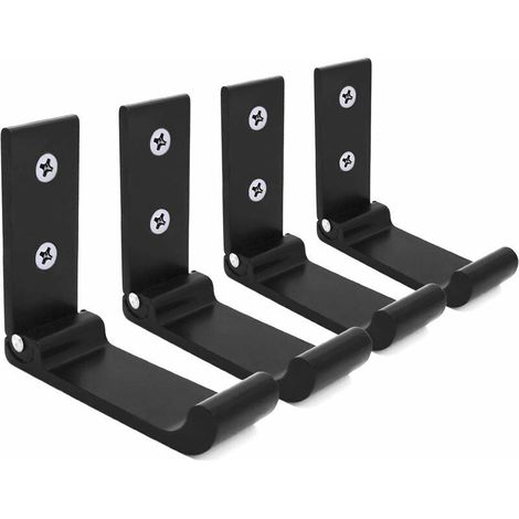 4pcs support mural pliable en aluminium pour vêtements, cintre multifonctionnel pliable avec coins arrondis pour écouteurs, sacs à dos, salle de bain(Noir Magique) (1/5)