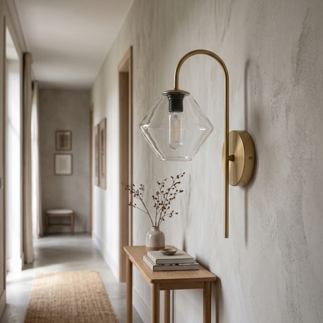 Aplique de Pared Oro y Cristal Transparente  Serie ANNELI (1/5)