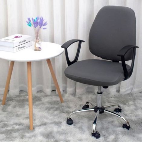 Housse de Chaise - Extensible - Polyester - Lavable en Machine - Adaptée Dossier 36 à 50 cm et Assise 38 à 52 cm - Gris Foncé - 1 Pièce (1/4)