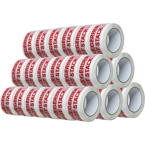 Cinta adhesiva de embalaje 28µ blanca impresa "NE PAS GERBER" en rojo – cinta para envío 50 mm x 100 m - Caja de 36 rollos