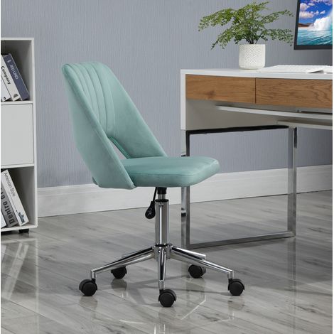 Chaise de bureau réglable pivotante en tissu vert, sans accoudoirs, dossier ergonomique et hauteur ajustable, pour home office et chambre - CHICFURN (1/5)