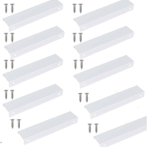 10 Pcs Poignée Cuisine Invisible 150mm,Poignée Meuble Cuisine Invisible,Poignée Blanche pour meuble Idéales avec Un Style Epuré et Moderne,pour Placards,Armoires,Tiroirs de Cuisine (1/5)