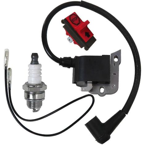 Bobine d'allumage avec interrupteur et bougie pour tronçonneuses compatibles avec les modèles Husqvarna 50, 51, 55, 254, 257, 261, 262 XP, 266, 268 et 272 XP. (1/5)
