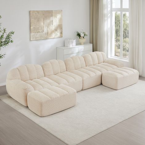 sofá modular 4 plazas granulado beige OKMYHOME (1/5)