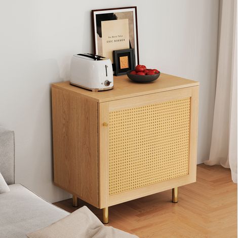 MEUBLIV Aufbewahrungsschrank 60x40x63 cm natur mit Rattan-Optik-Tür und Regal (1/5)