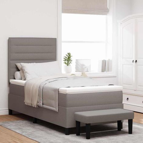 vidaXL Cama tipo Box Spring con cabecera Taupé 90 x 200 cm tela (1/5)