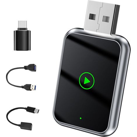 Adaptateur sans fil Android Auto et CarPlay - TV sur écran auto - Connexion rapide - Format mini USB-A et USB-C (1/5)