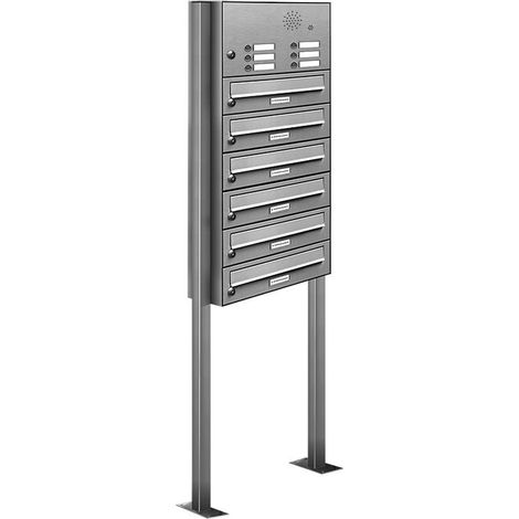 6er V2A Edelstahl Briefkasten Standanlage Freistehend mit Klingel (1/5)
