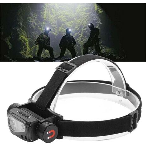 Lampe frontale à LED rechargeable par USB, lampe frontale à induction pour camping en plein air, course à pied, cyclisme, pêche,