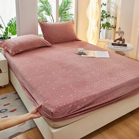 Housse de matelas en velours de haricot couvre-lit en velours de lait protège-matelas en velours cristal alèse kit anti-poussière en pur coton