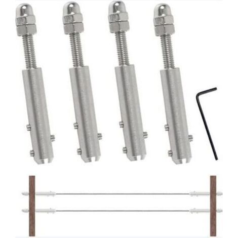 4 Pièces Tendeur Cable Inox Cable Inox 4mm, Terminal pour Fil Inox Métallique Terminal À Vis pour Cable Métallique 4 mm (1/4)