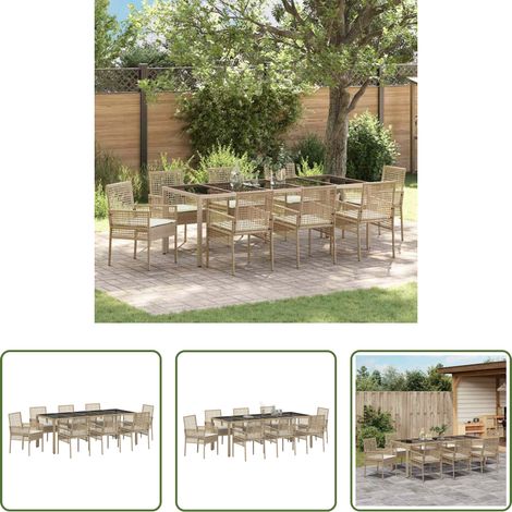 Poly-Rattan Tisch - Garten Essgruppe 9 pcs Beige Poly-Rattan (1/5)