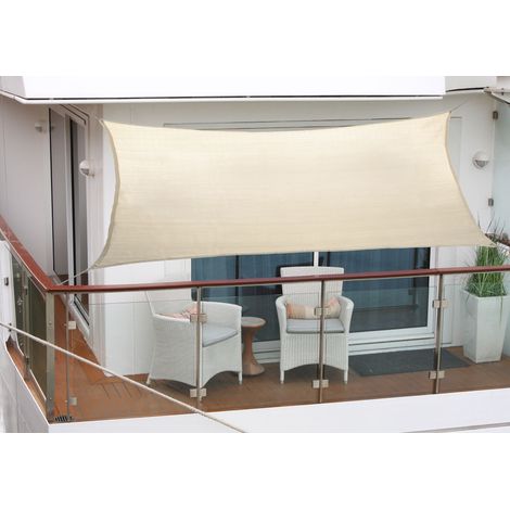 Balkon-Sonnensegel 270 x 140cm elfenbein Polyesterstoff