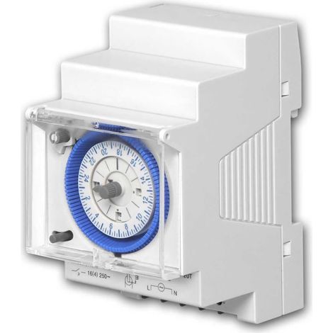 1 Minuterie mécanique, Rail DIN, analogique, Programmation 24 Heures, Intervalles 15 Minutes, 16 A, 1000 W