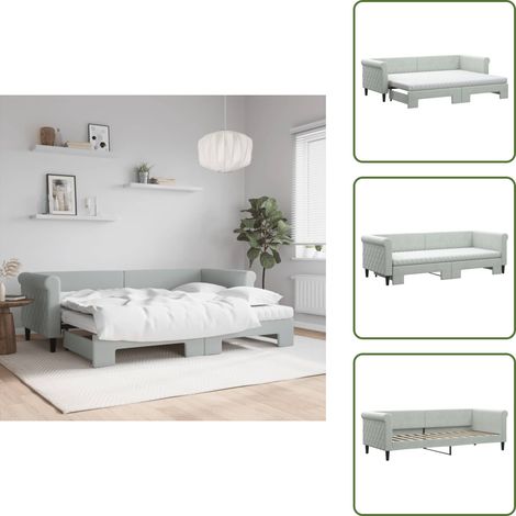The Living Store Tagesbett Ausziehbar mit Matratzen Hellgrau 80x200 cm Samt - Schlafsofa (1/5)