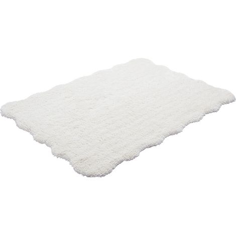 Tappeto shaggy a pelo lungo con bordi ondulati - 200 x 290 cm - Bianco - NERIDA (1/4)