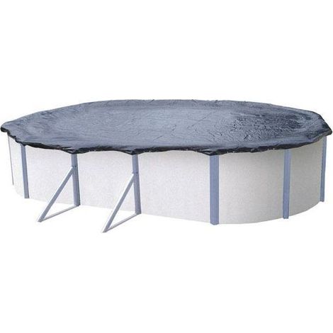 Bâche d'hiver pour piscine ovale – Dimensions compatibles : 4,90 × 3,65 m à 5,30 × 4,10 m – Protection hivernale épaisse, étanche et résistante aux UV (1/4)