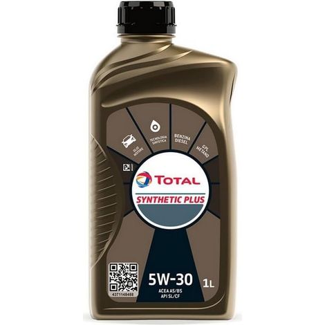 Olio Motore Auto Total Synthetic Plus 5W30 1 Litro Tecnologia Sintetica Benzina Diesel GPL Metano Start Stop Specifiche ACEA A5 B5 API SL CF Ideale per Rabbocco