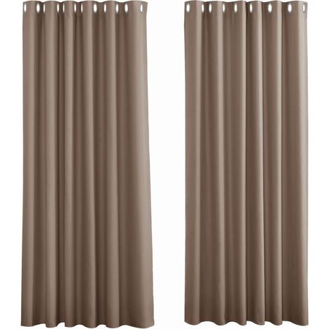 Thermo-Verdunkelungsvorhänge, Taupe, Ösenvorhänge für Wohnzimmer, isoliert, gegen Kälte, Lichtblockierung für besseren Schlaf, 2 x B 107 x H 160 cm, Taupe