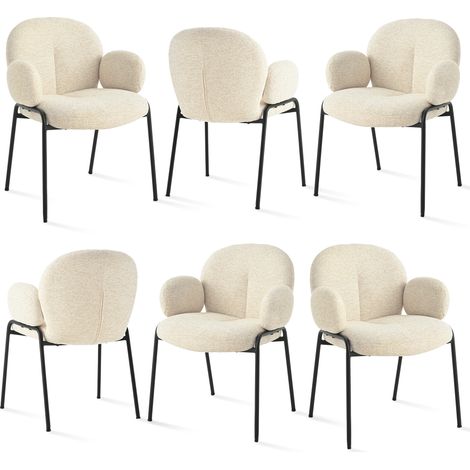 Goeurvant Moderne Esszimmerstühle mit verstellbaren Füßen, skandinavischer Stil, ideal für Esszimmer, Wohnzimmer oder Büro - 6er Set - Beige (1/5)