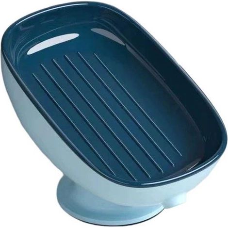 1 portasapone rimovibile - Portasapone da bagno ad angolazione regolabile con ventosa - Portasapone per WC domestico senza foratura (blu)