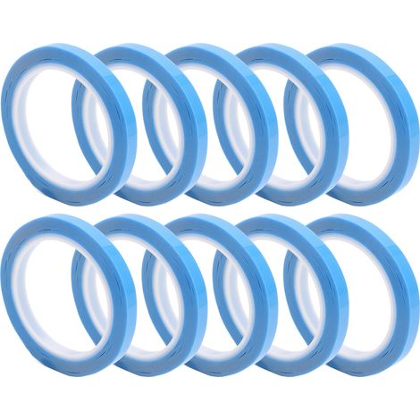 Vendu par paquets de 10, ruban adhésif d'étanchéité bleu en plastique de 0,06 mm d'épaisseur, 10 mm de largeur et 50 m de longueur, pour appareils tels que réfrigérateurs, climatiseurs, imprimantes et (1/5)