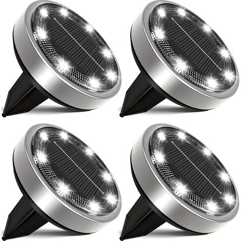 Lot de 4 lampes solaires encastrables, lampes solaires encastrables IP44, lampes solaires encastrables pour jardin extérieur (1/5)