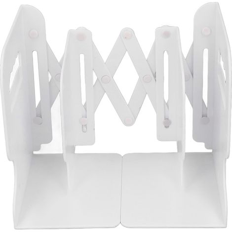 Organisateur de support de bureau antidérapant rétractable en PP, extrémité de livre réglable pour étagères, maison, école, bureau, blanc (1/5)
