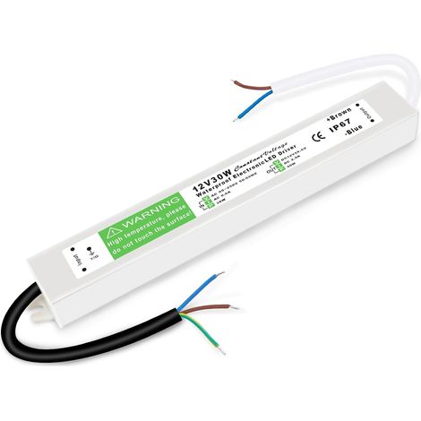 Transformateur 220V 12V LED 30W, Alimentation 12V 2.5A, Transfo AC à DC Transformateur 12V étanche IP67, Convertisseur 220V 12V, LED Driver Transfo 12volt Tension Constante pour G4 GU5.3 MR11 MR16 (1/5)