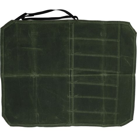 Sac à couteaux en toile cirée 7 poches professionnel pliable pour chef, camping et barbecue vert (1/5)