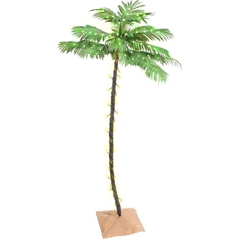 Palmier Artificiel Lumineux 96 LED Blanc Chaud 180 cm Décoration Fête Intérieur Extérieur - PANGIVO (1/5)