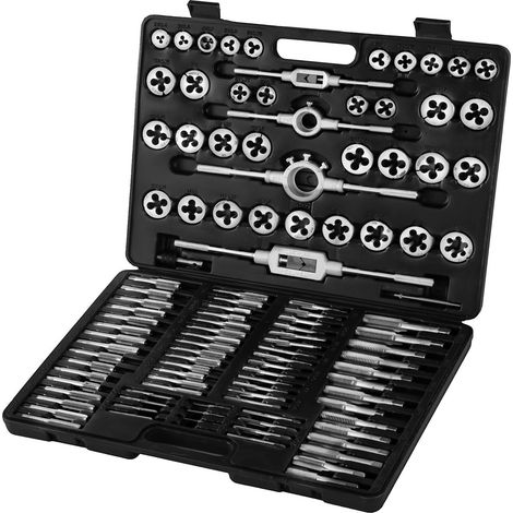 Ensemble combiné de tarauds et filières, outils métriques en acier tungstène avec boîtier métrique, 110 pièces (1/5)
