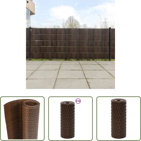 Vidaxl – Brise vue paravent de balcon 10pcs 255x19cm marron et noir – Résistant aux UV et à l’eau – Aspect rotin – Installation facile (1/5)