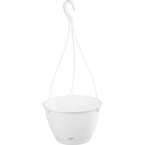 Blumentopf RATOLLA Round W 240, hängend, weiß, mit Untersetzer, Hängetopf, mit Aufhänger