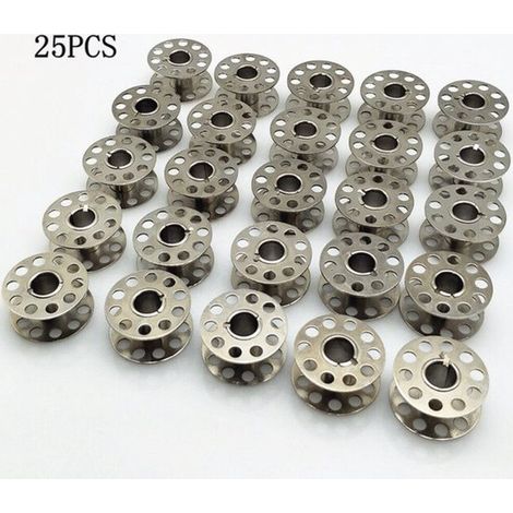 Bobines de machine à coudre en acier inoxydable - Bobines de fil à coudre universelles - Lot de 25 - Acier inoxydable (1/5)